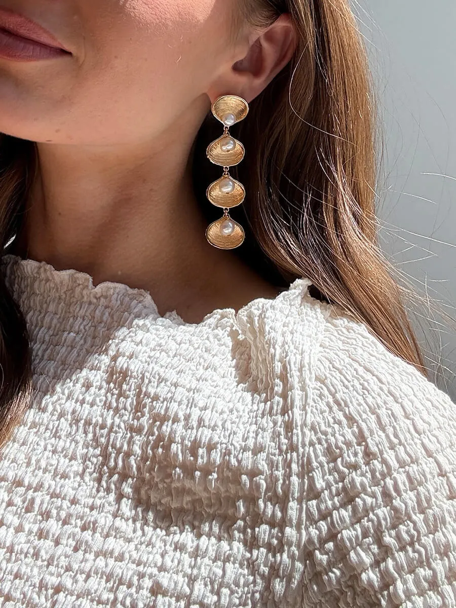 Calypso Seashell Earrings - Gold/Pearl sold by BaubleBar product image thumbnail 2