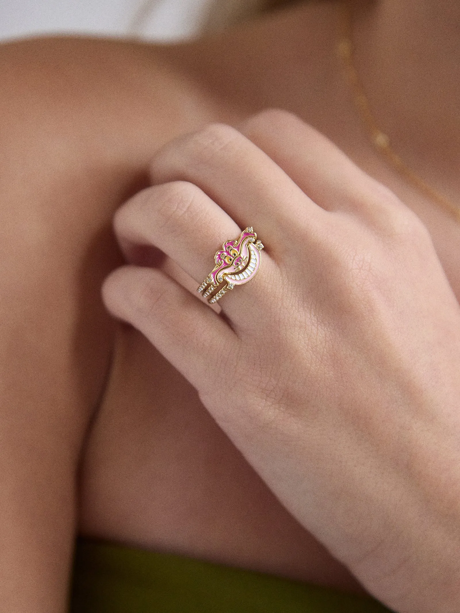 Disney Cheshire Cat Ring Set - Gold/Pink sold by BaubleBar product image thumbnail 2