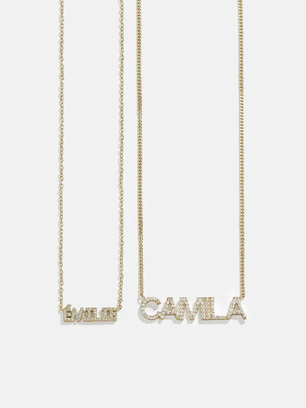 18K Gold Birthstone Custom Nameplate Necklace - Crystal sold by BaubleBar