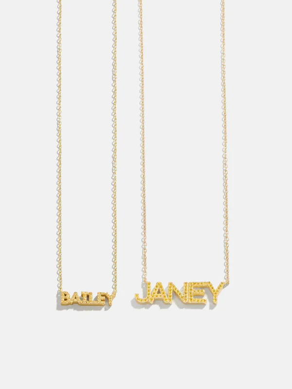 18K Gold Birthstone Custom Nameplate Necklace - Topaz sold by BaubleBar