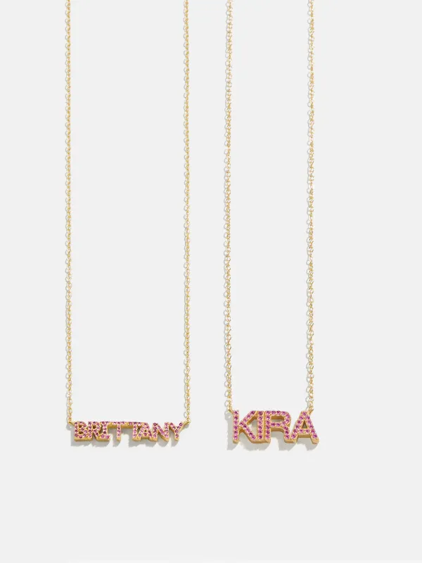 18K Gold Birthstone Custom Nameplate Necklace - Rose sold by BaubleBar