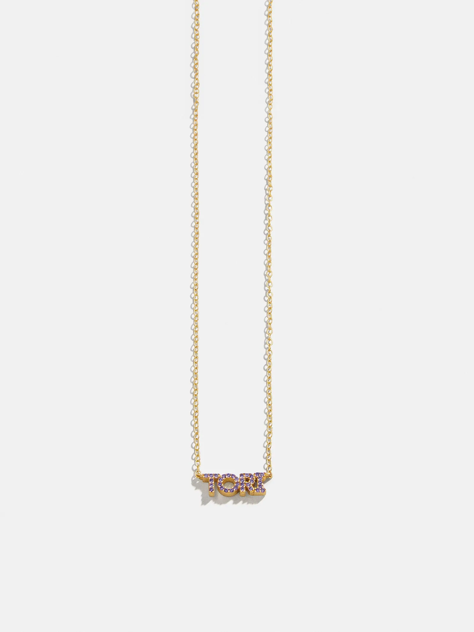 14K Gold Birthstone Custom Nameplate Necklace - Amethyst sold by BaubleBar product image thumbnail 3