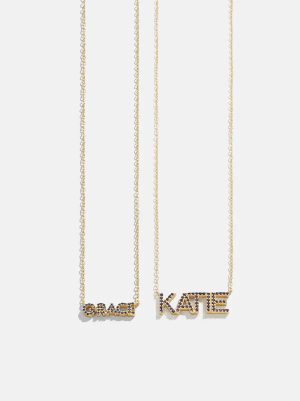 18K Gold Birthstone Custom Nameplate Necklace - Sapphire sold by BaubleBar