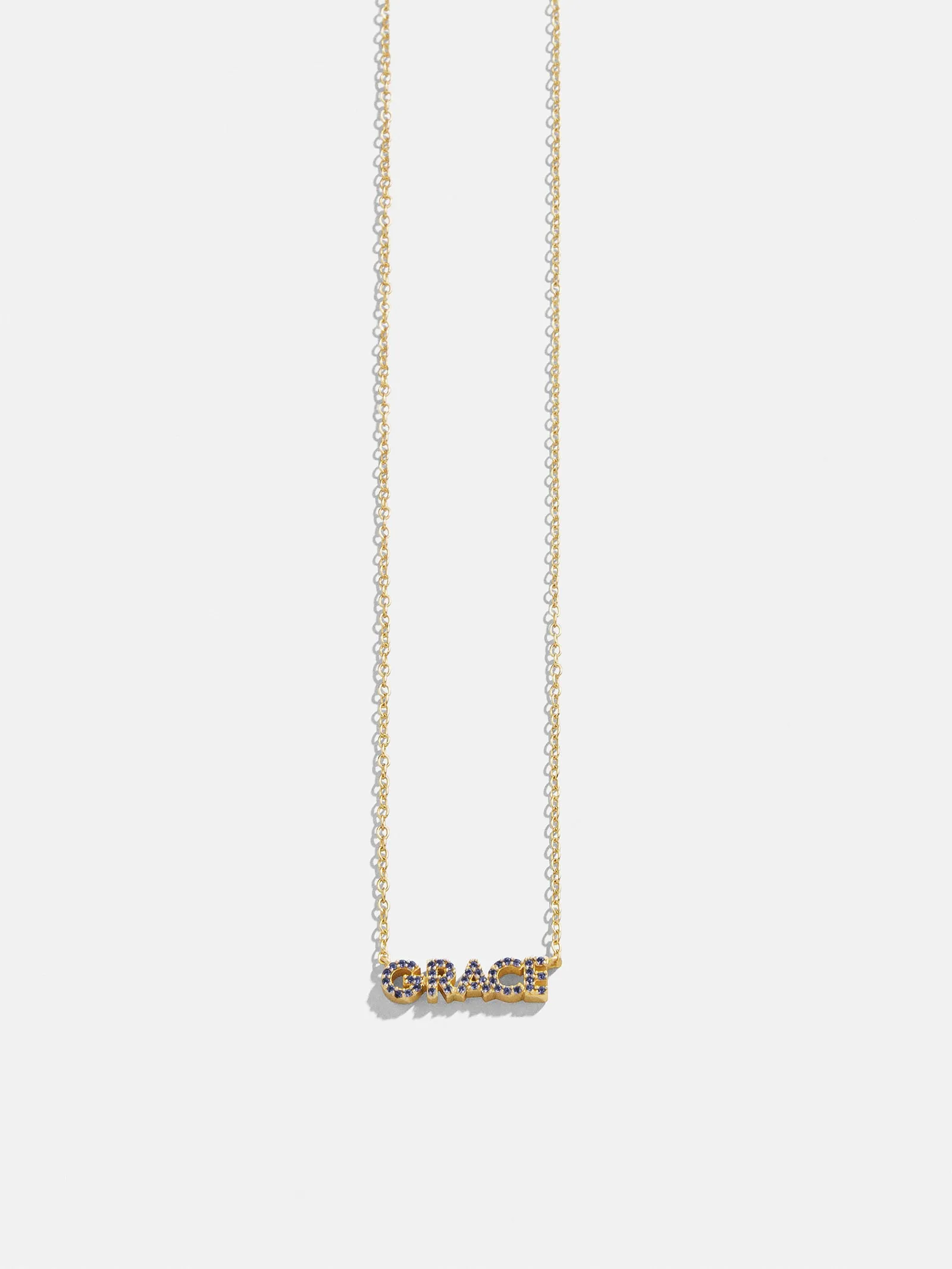 18K Gold Birthstone Custom Nameplate Necklace - Sapphire sold by BaubleBar product image thumbnail 3