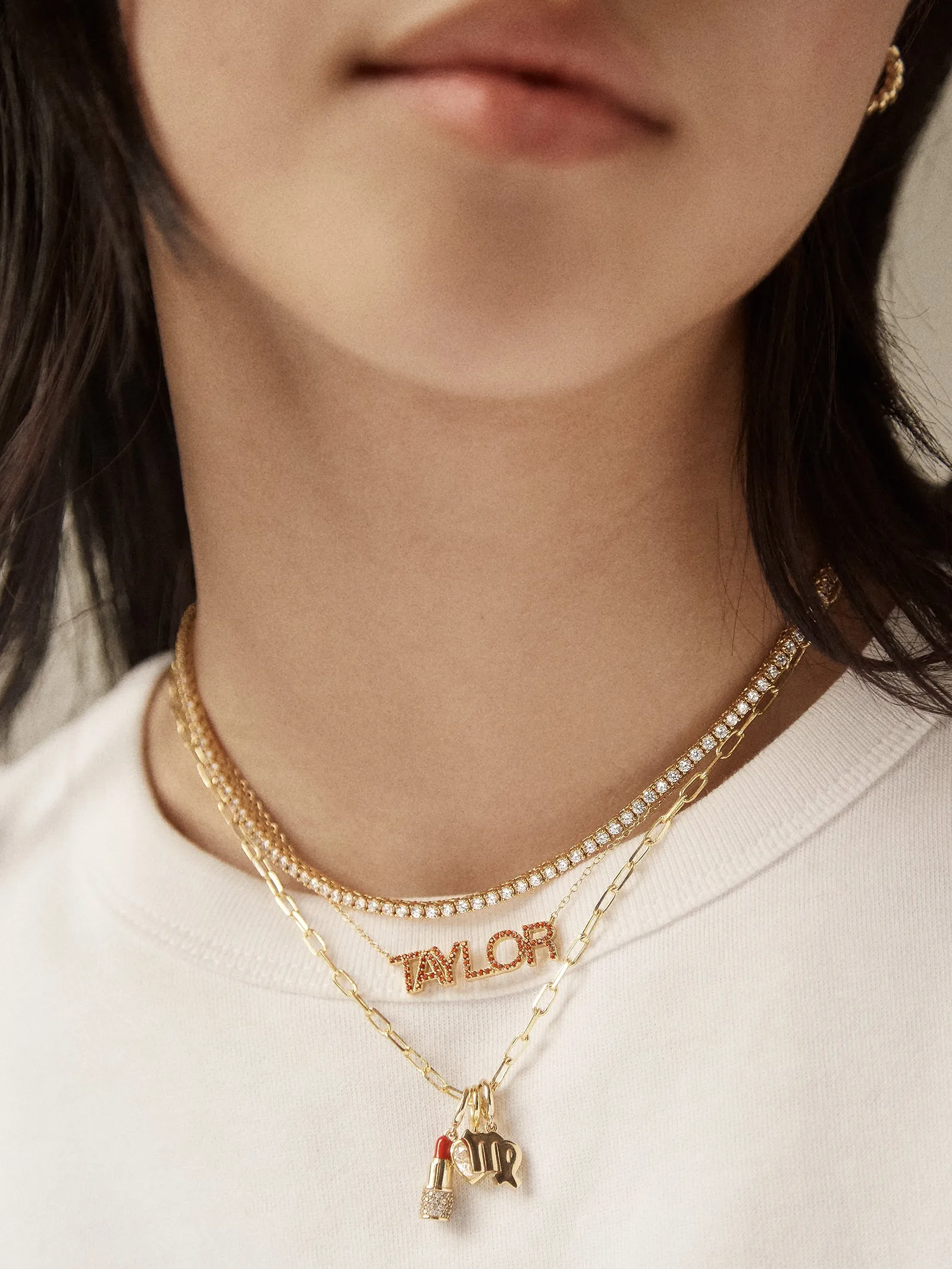 18K Gold Birthstone Custom Nameplate Necklace - Garnet sold by BaubleBar product image thumbnail 2