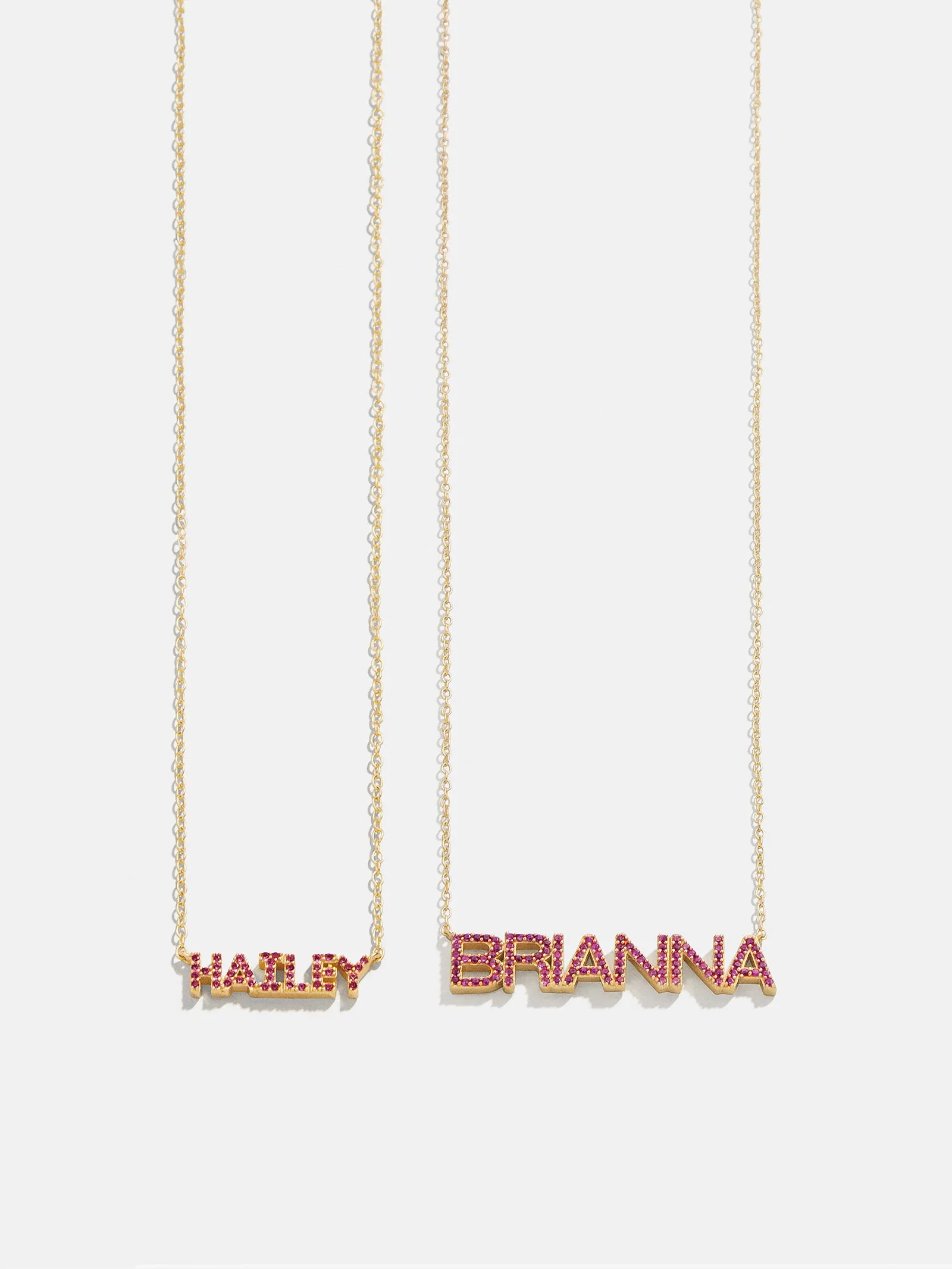 18K Gold Birthstone Custom Nameplate Necklace - Ruby sold by BaubleBar
