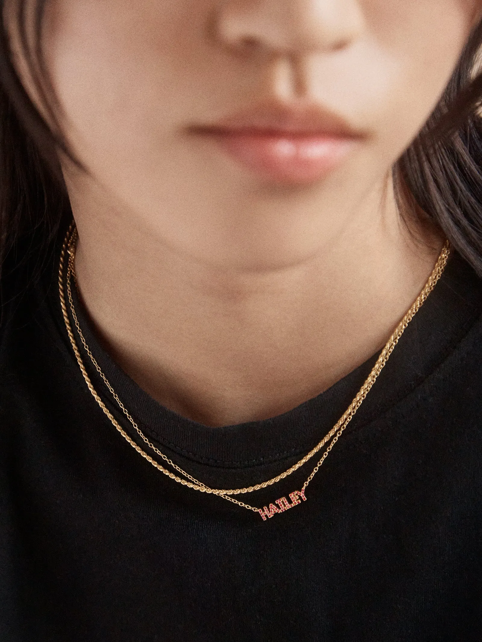 18K Gold Birthstone Custom Nameplate Necklace - Ruby sold by BaubleBar product image thumbnail 2