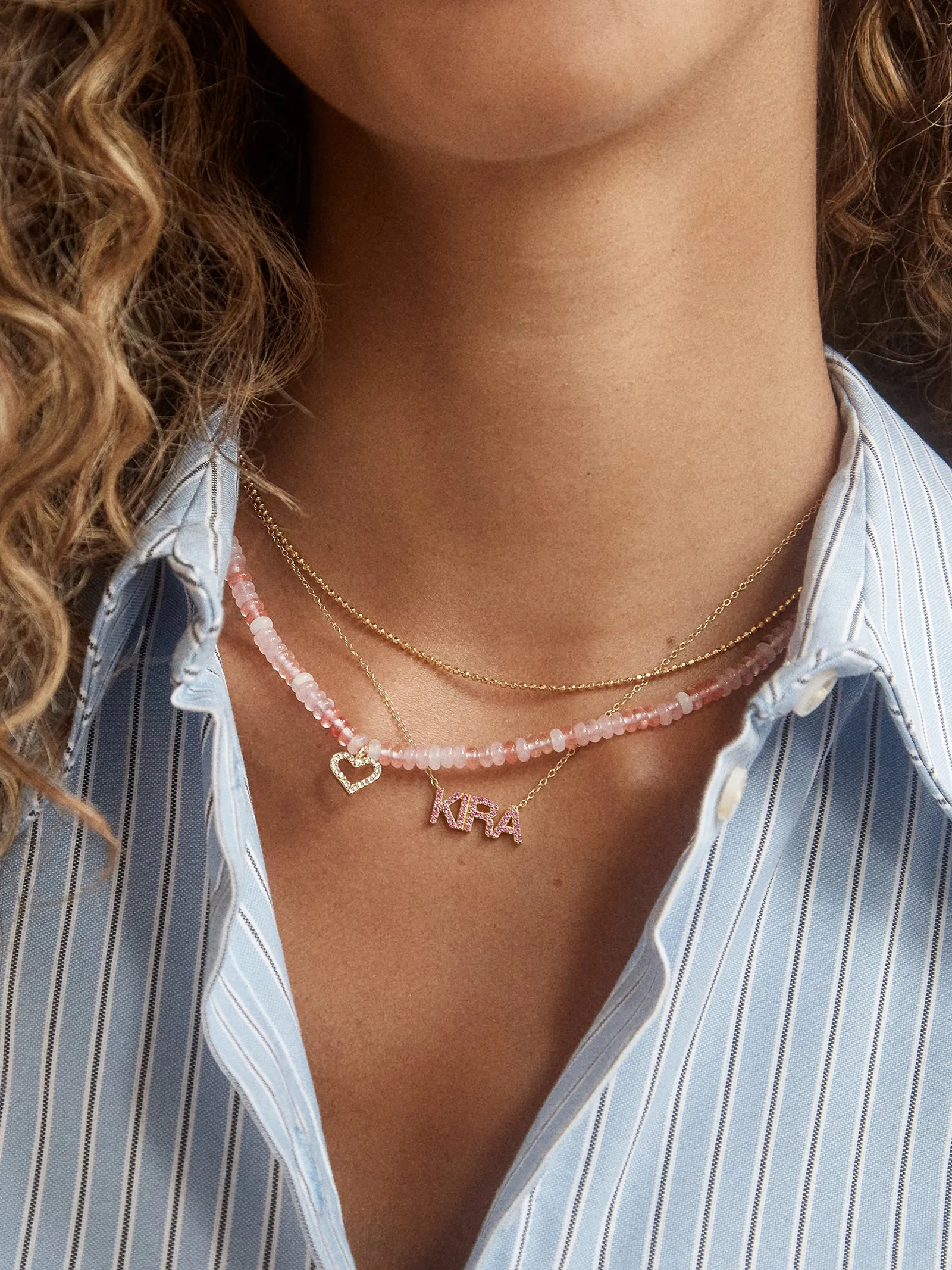14K Gold Birthstone Custom Nameplate Necklace - Light Amethyst sold by BaubleBar product image thumbnail 2