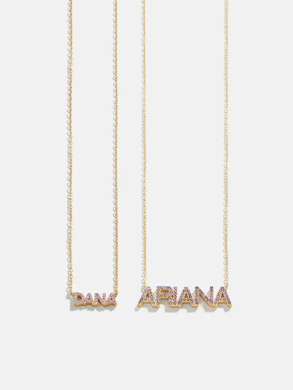 18K Gold Birthstone Custom Nameplate Necklace - Light Amethyst sold by BaubleBar