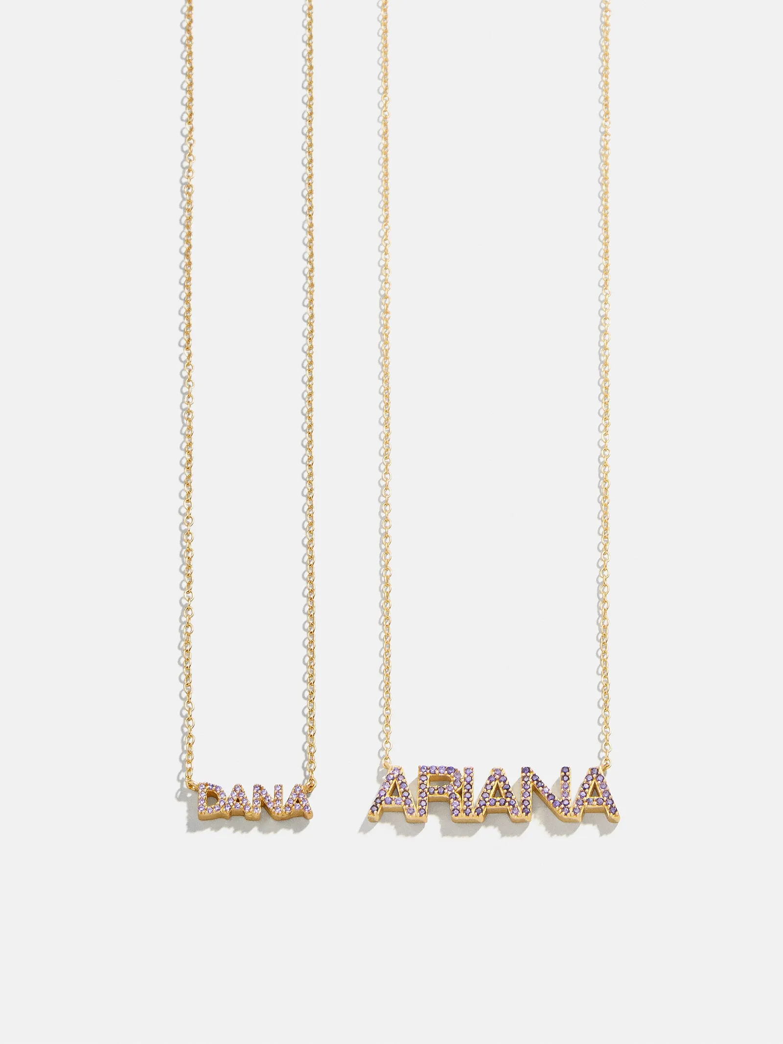 14K Gold Birthstone Custom Nameplate Necklace - Light Amethyst sold by BaubleBar