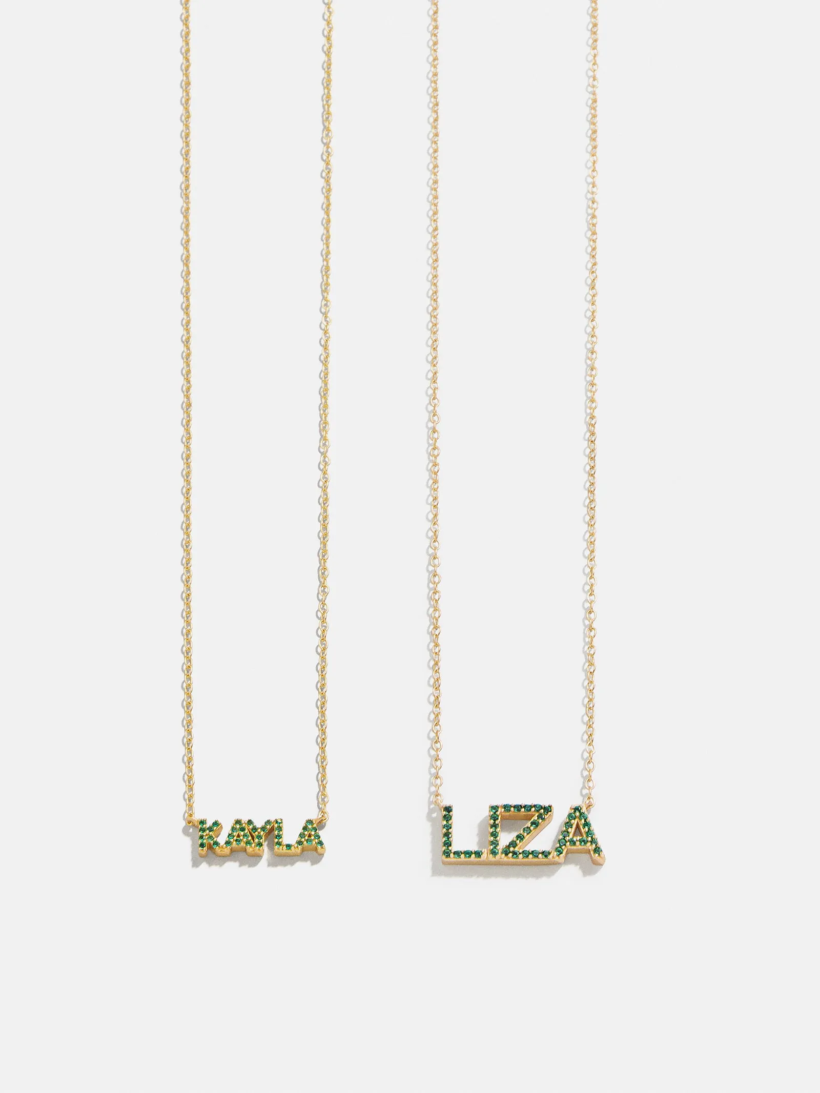 14K Gold Birthstone Custom Nameplate Necklace - Emerald sold by BaubleBar