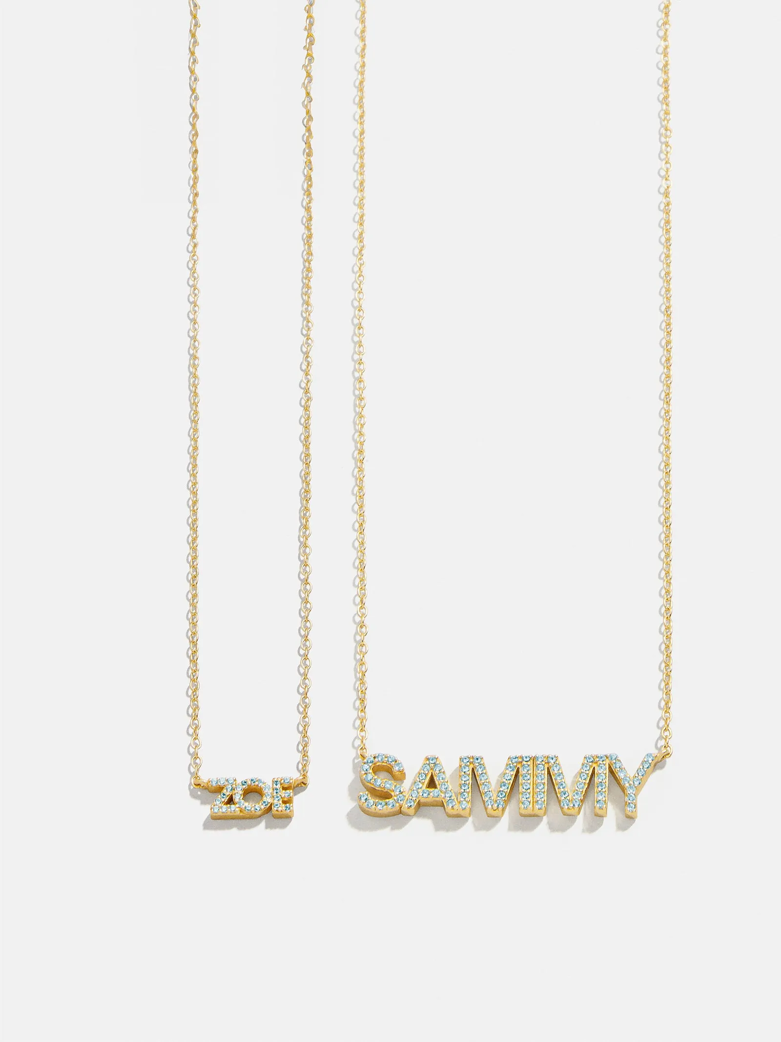 18K Gold Birthstone Custom Nameplate Necklace - Aquamarine sold by BaubleBar