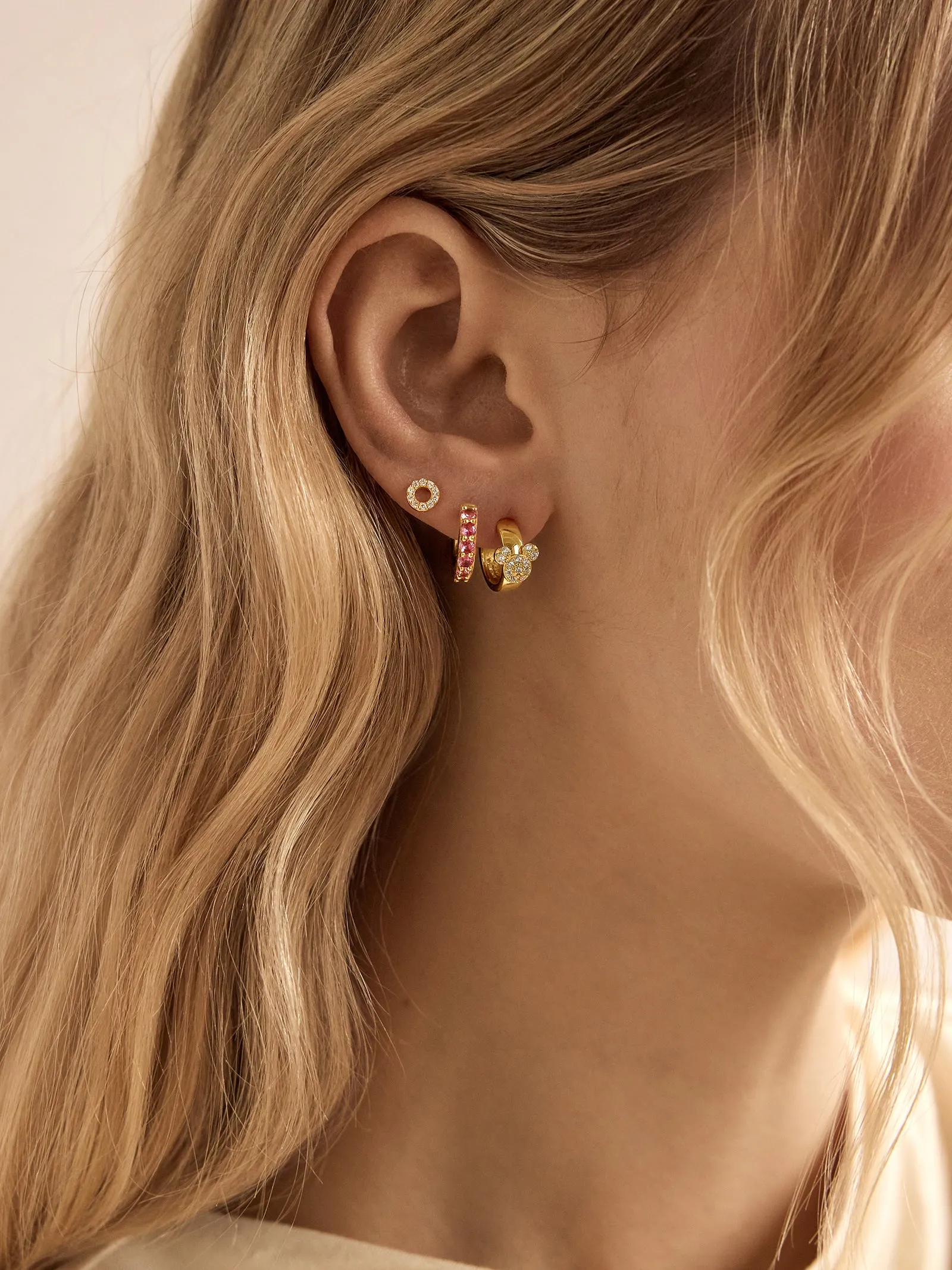 Disney Mickey Mouse 18K Gold Plated Sterling Silver Chunky Earrings - Gold/Pavé sold by BaubleBar product image thumbnail 2