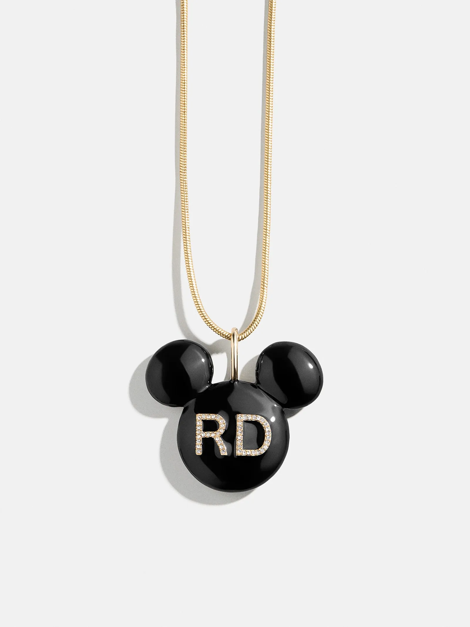 Disney Mickey Mouse Enamel Custom Initial Necklace - Black sold by BaubleBar