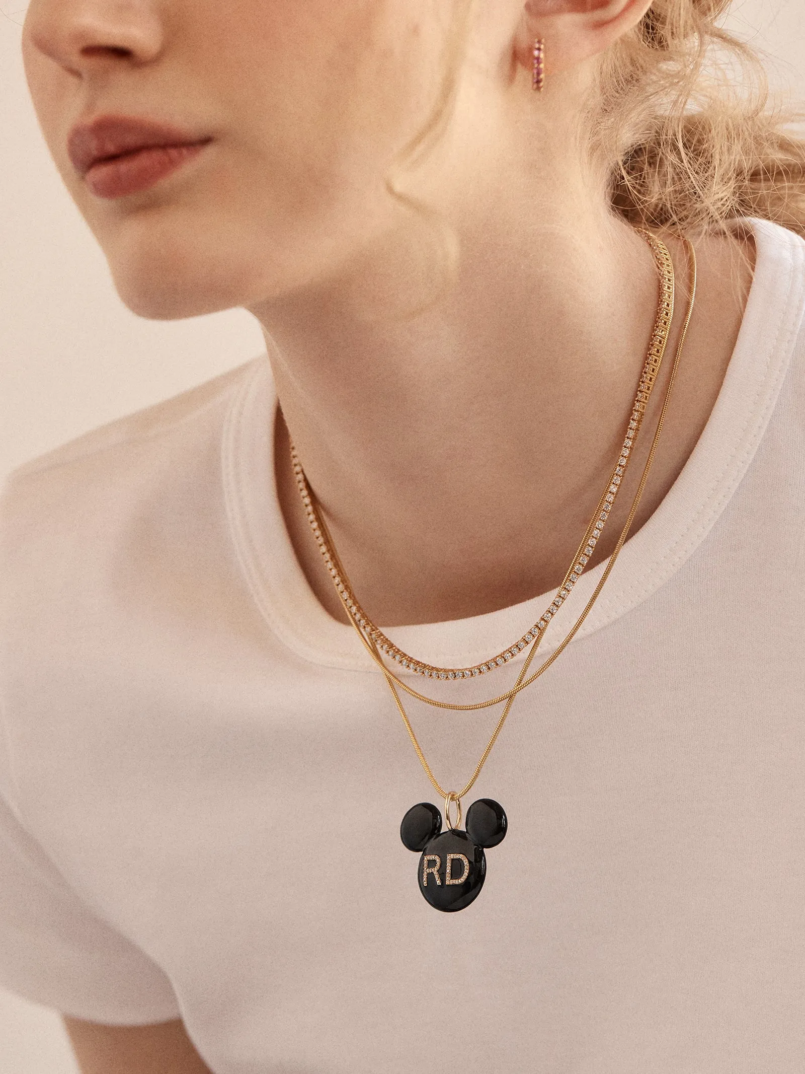 Disney Mickey Mouse Enamel Custom Initial Necklace - Black sold by BaubleBar product image thumbnail 2