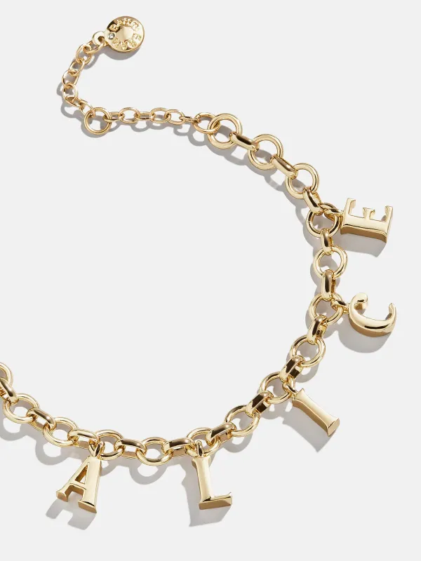 Spaced Letter Custom Charm Bracelet - Gold sold by BaubleBar