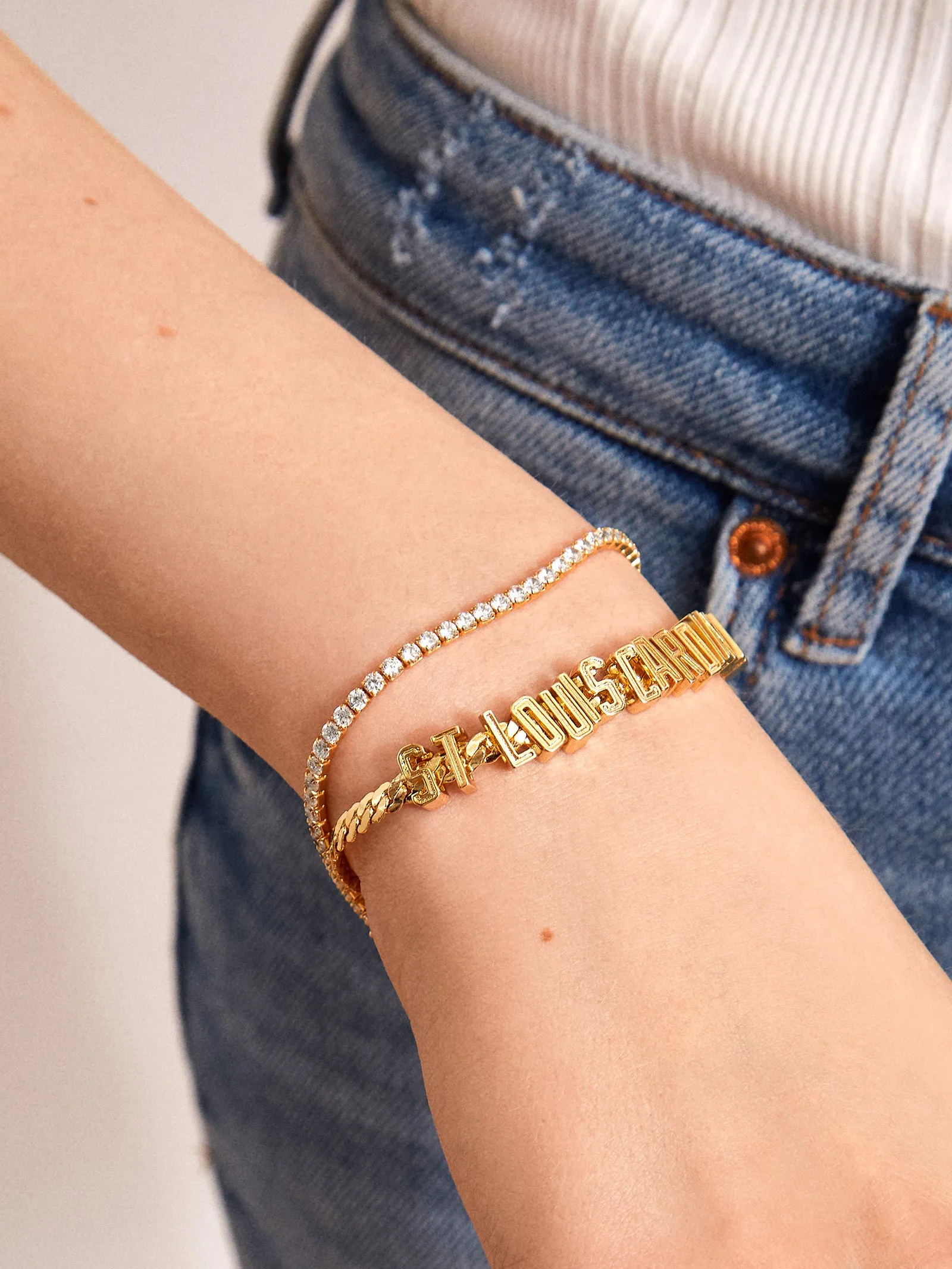 MLB Gold Curb Chain Bracelet - St. Louis Cardinals sold by BaubleBar product image thumbnail 2