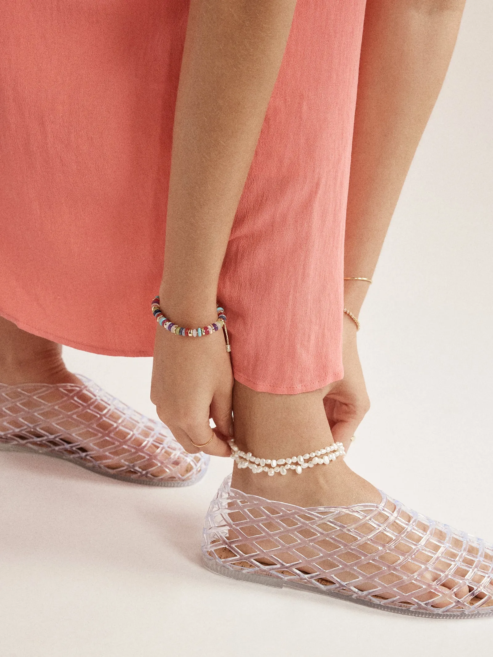 Teagan Pearl Layered Anklet - White sold by BaubleBar product image thumbnail 2