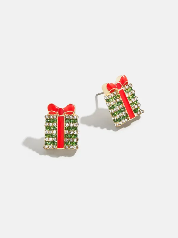 Mini Holiday Motif Earrings - Christmas Present Studs sold by BaubleBar