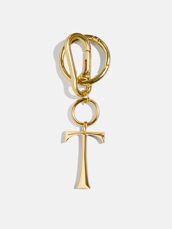 Gold Initial Enamel Bag Charm - T sold by BaubleBar