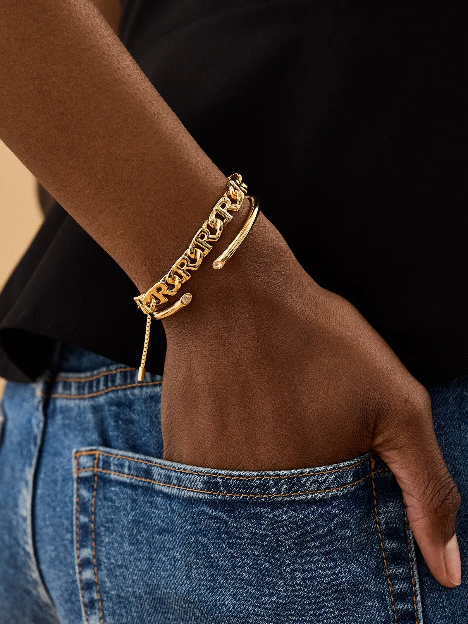 Repeating Initial Bracelet - T sold by BaubleBar product image thumbnail 2
