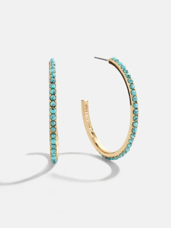 Nina Semi-Precious Hoop Earrings - Gold/Turquoise sold by BaubleBar
