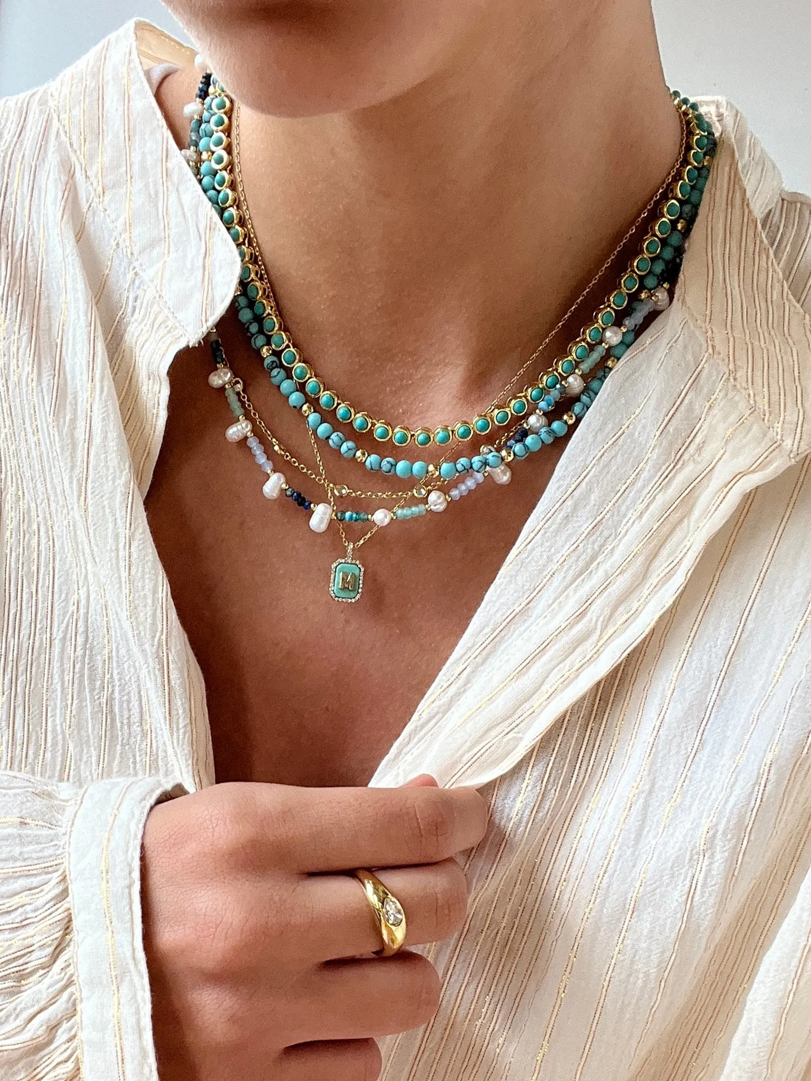 Nina Semi-Precious Necklace - Gold/Turquoise sold by BaubleBar product image thumbnail 2