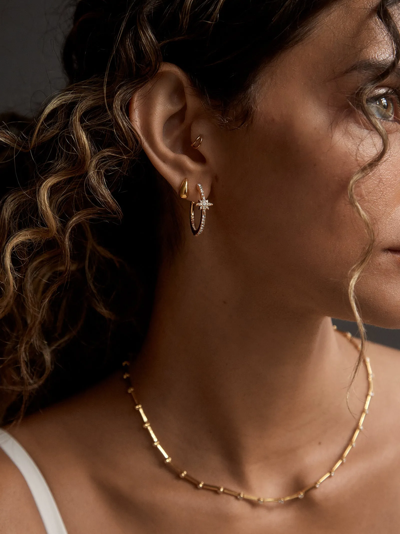 Astra Celestial Hoop Earrings - Gold/Pavé sold by BaubleBar product image thumbnail 2