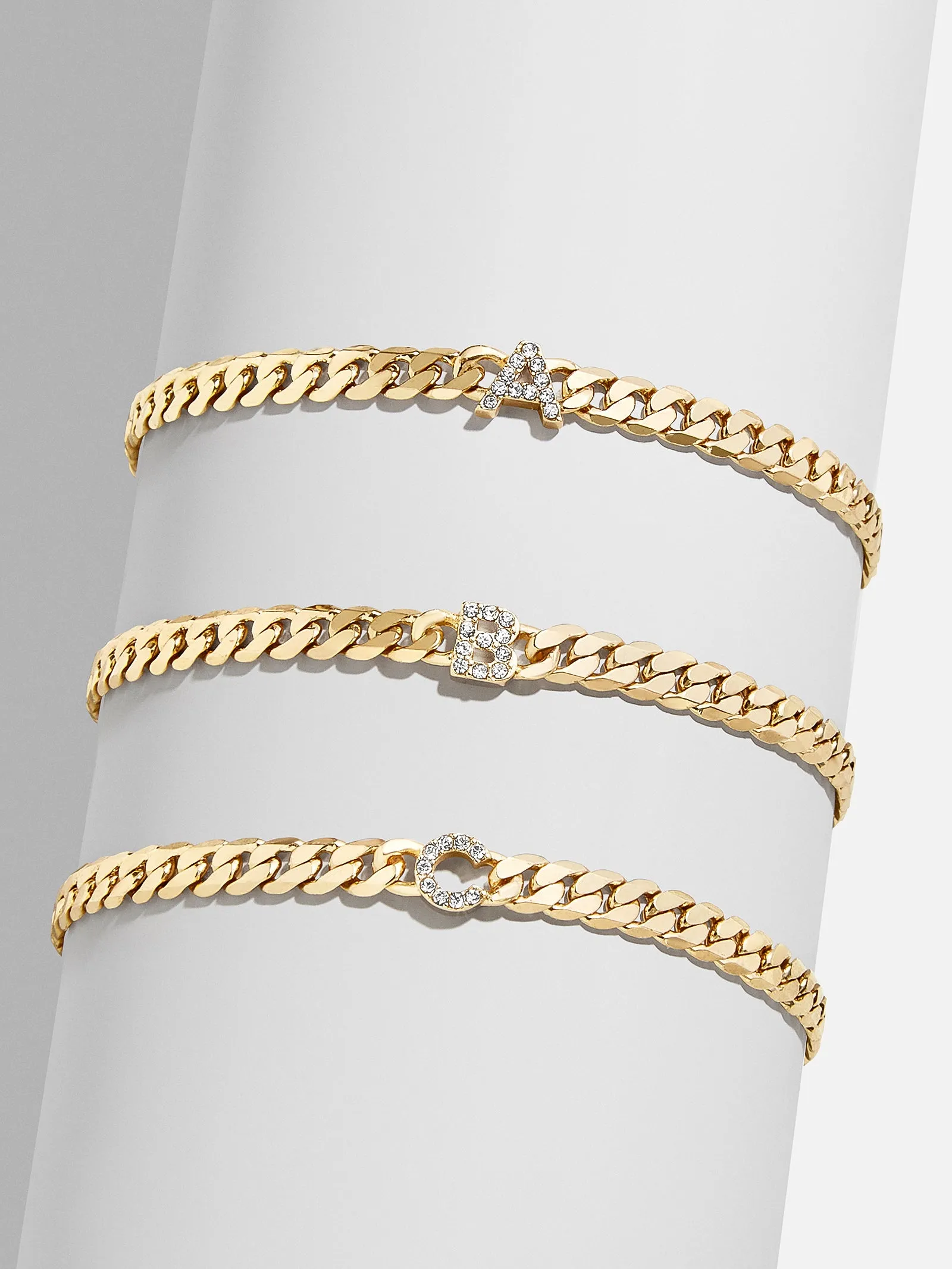 Pavé Initial Curb Chain Bracelet - Gold/Pavé sold by BaubleBar