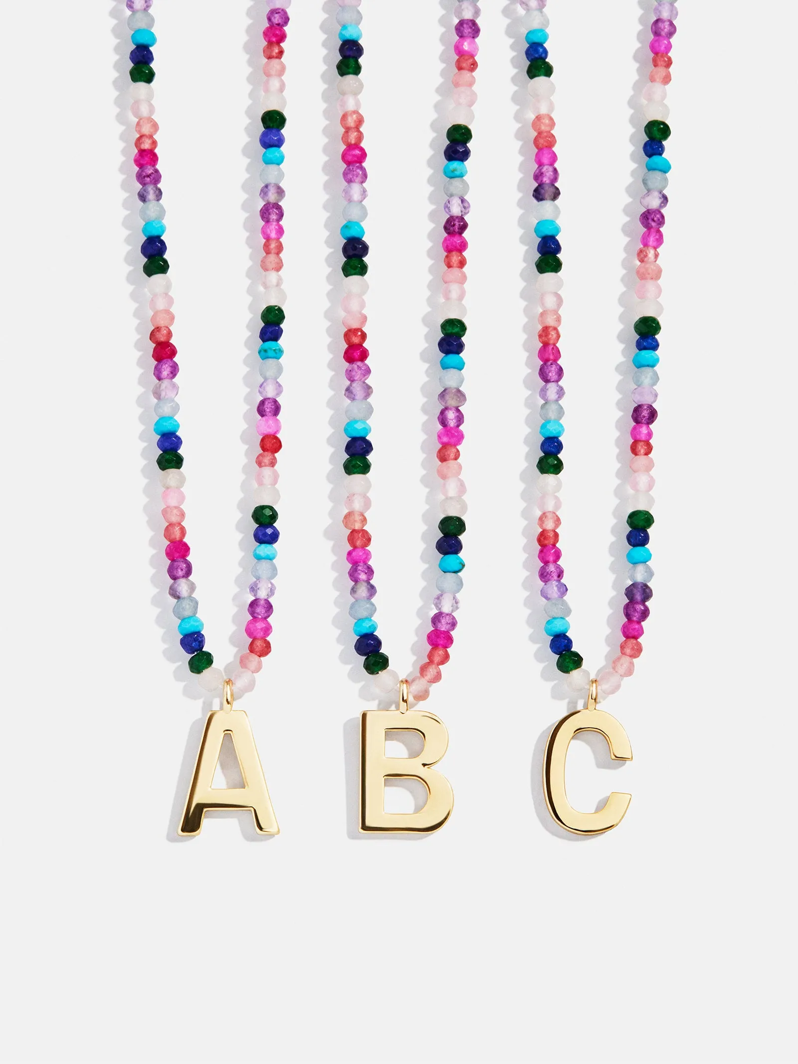 Semi-Precious Block Initial Necklace - Dark Multi sold by BaubleBar