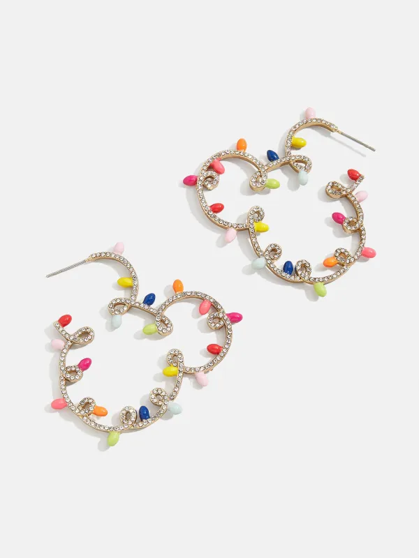 Mickey Mouse Disney Pavé Christmas Lights Outline Hoop Earrings - Mickey Mouse Christmas Lights Hoops sold by BaubleBar