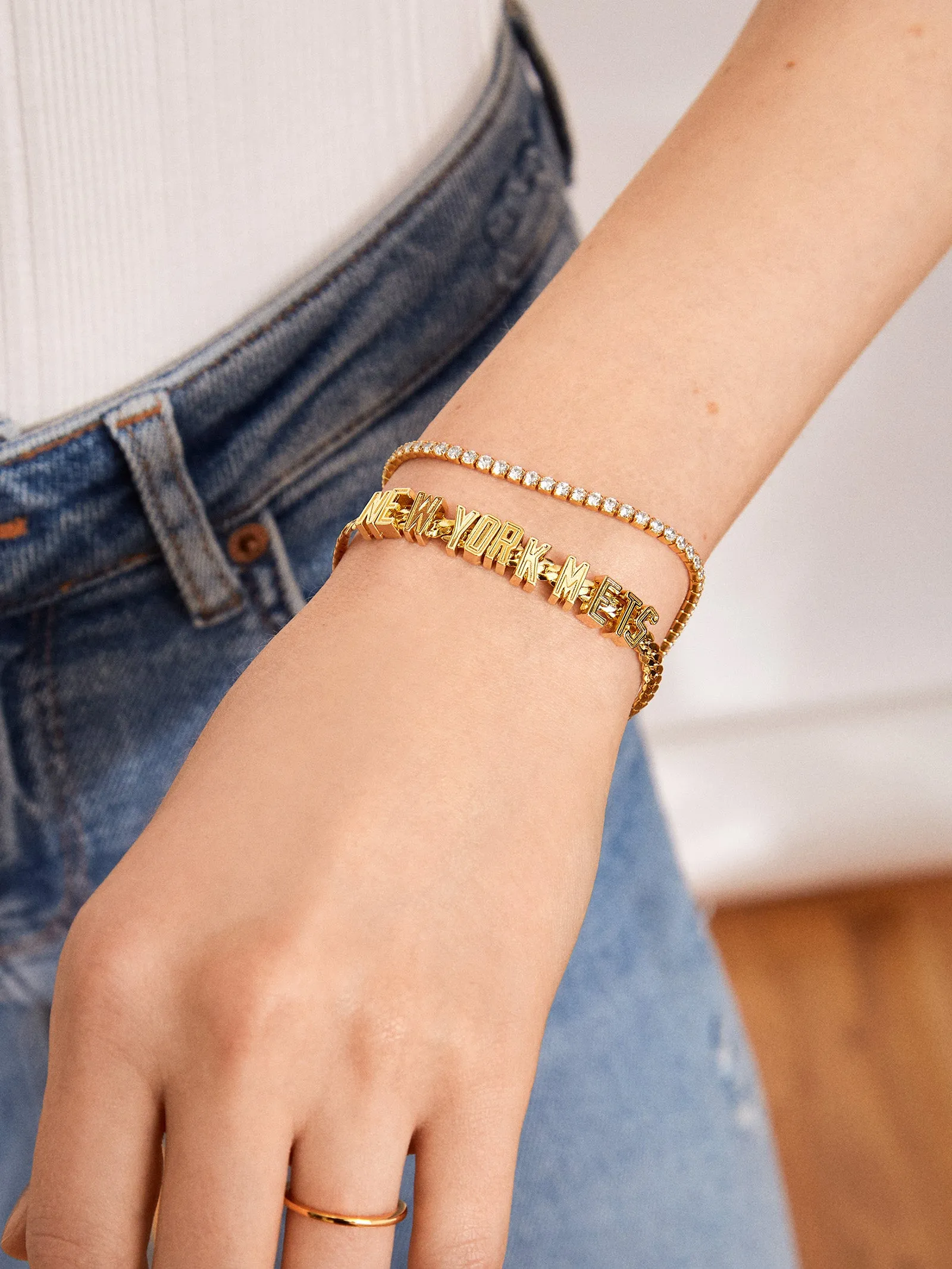 MLB Gold Curb Chain Bracelet - New York Mets sold by BaubleBar product image thumbnail 2