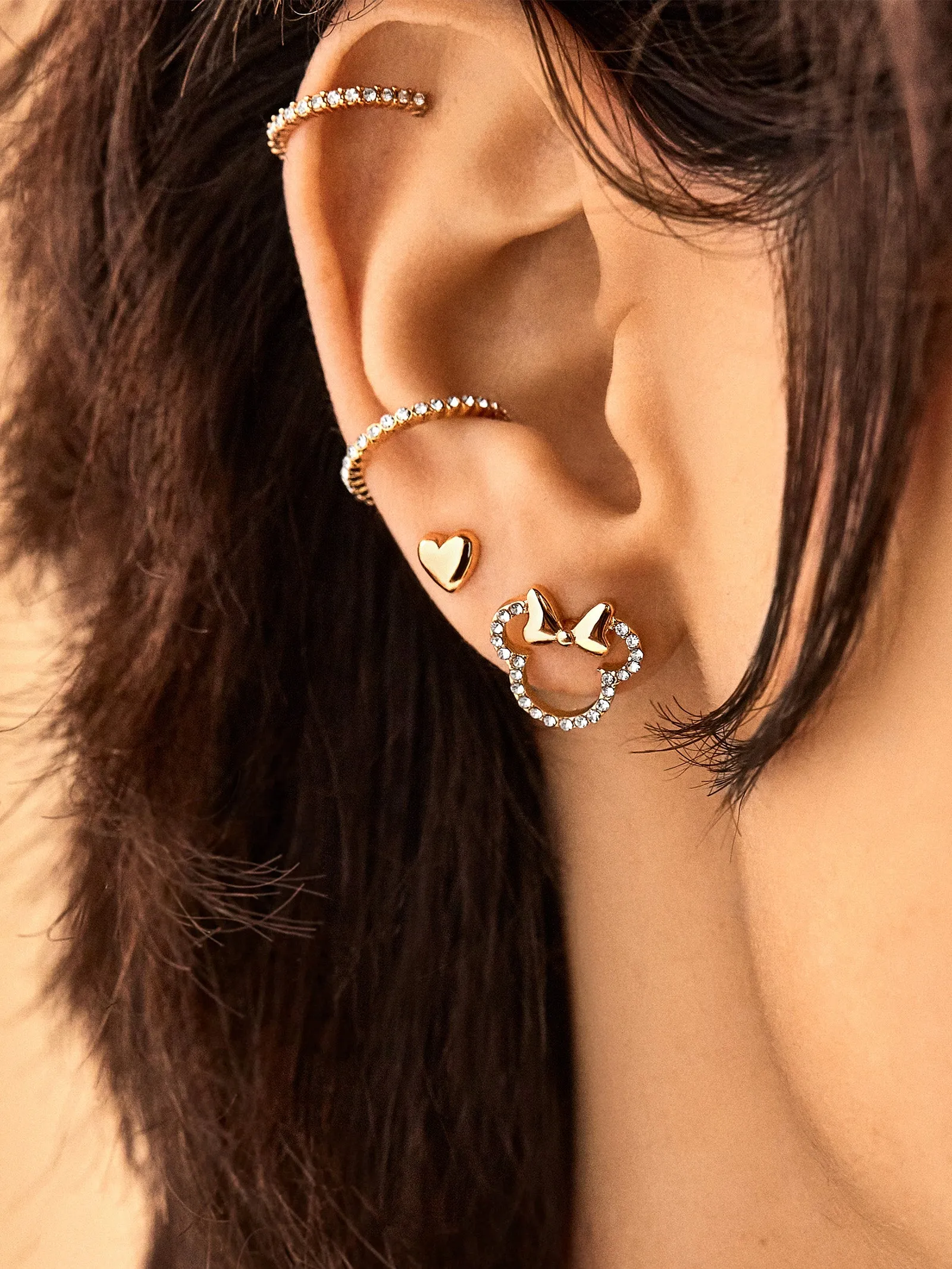 Minnie Mouse Disney Pavé Outline Earrings - Gold/Pavé sold by BaubleBar product image thumbnail 2