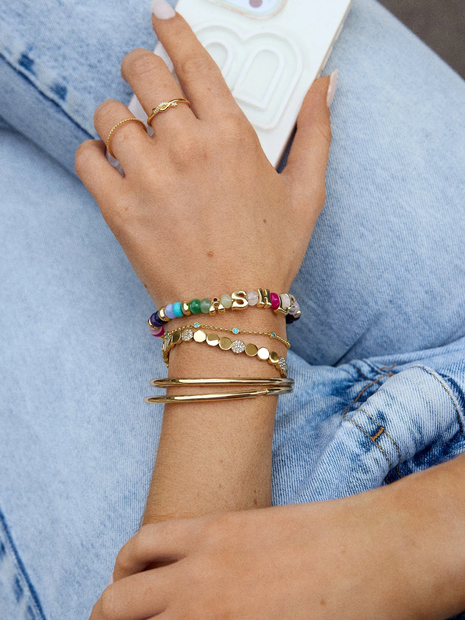 Rivera Stretch Bracelet - Gold/Pavé sold by BaubleBar product image thumbnail 2