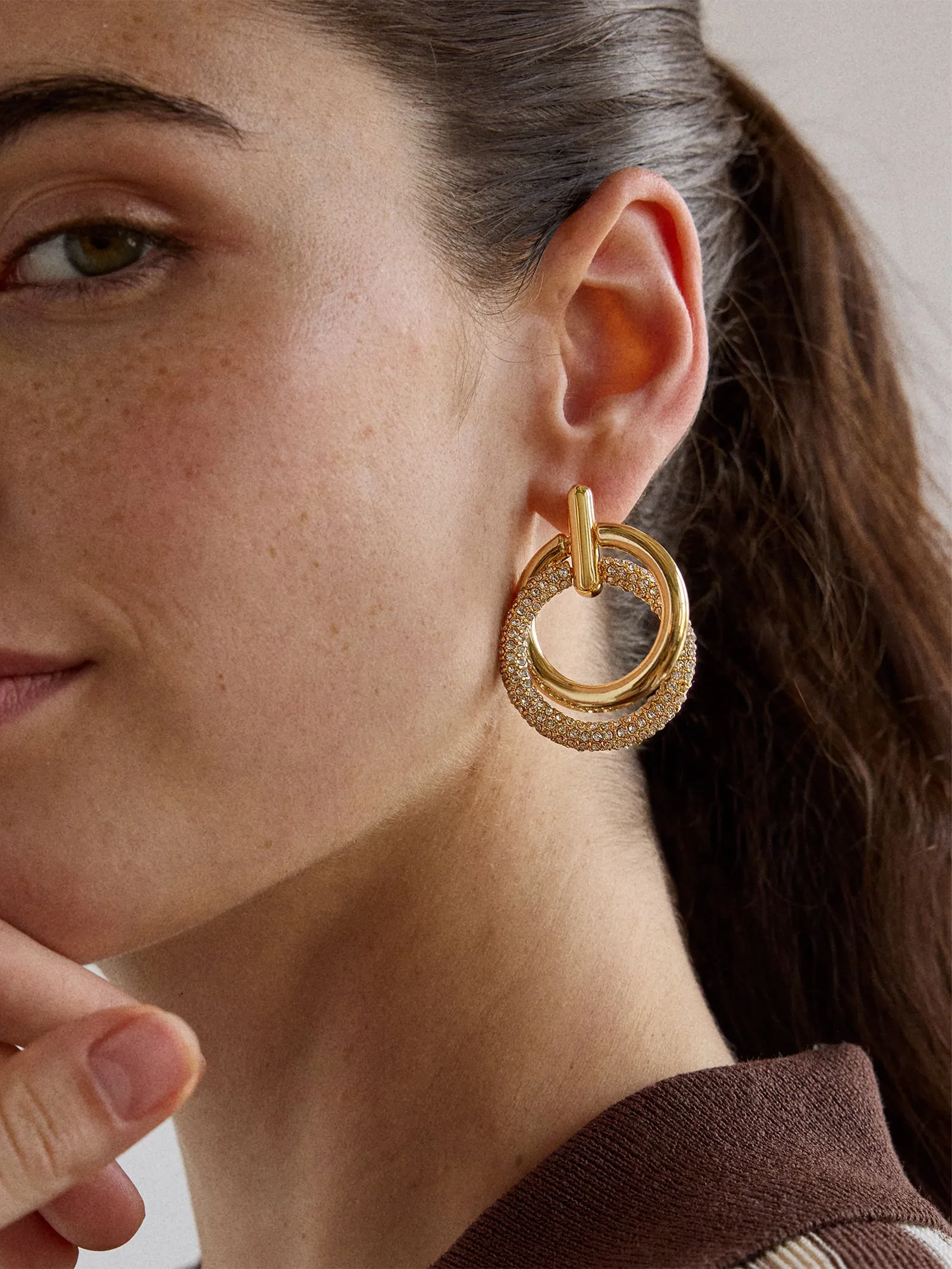 Sandra Gold Statement Earrings - Sandra Earrings sold by BaubleBar product image thumbnail 2
