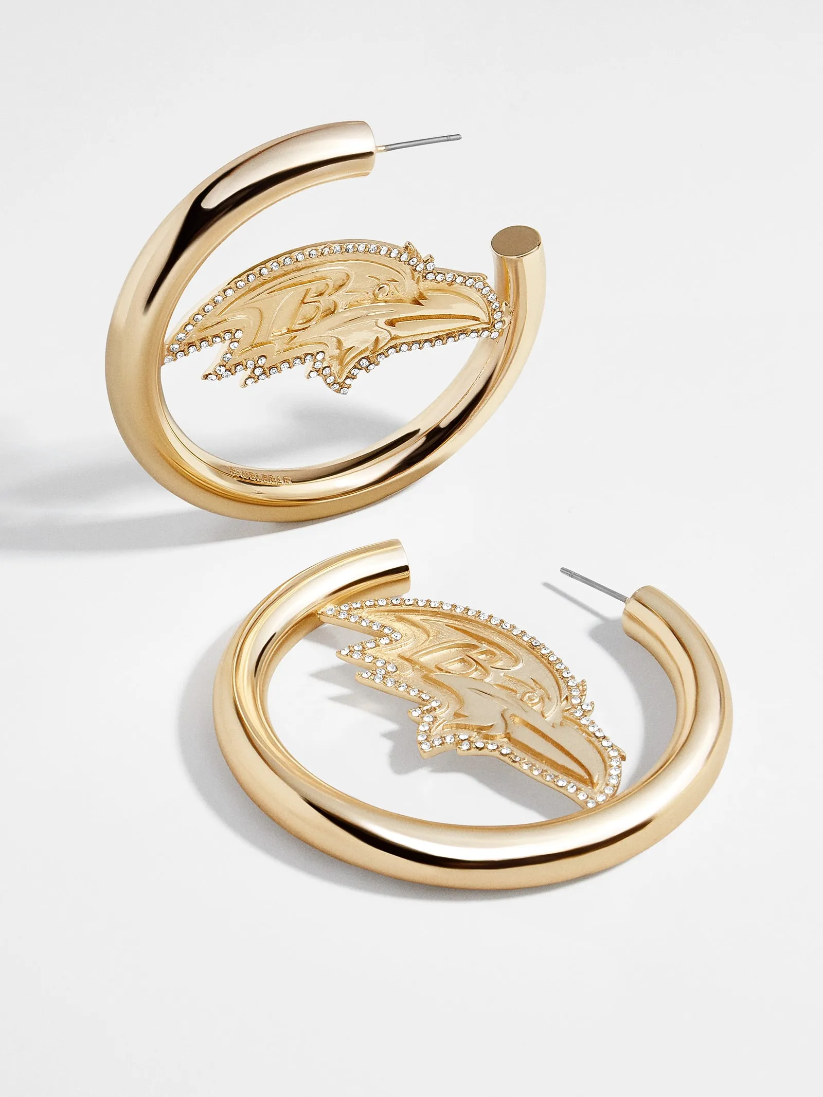 Baltimore Ravens NFL Logo Gold Hoops - Baltimore Ravens sold by BaubleBar
