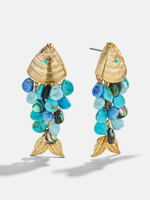 Ripple Effect Fish Earrings - Gold/Turquoise sold by BaubleBar