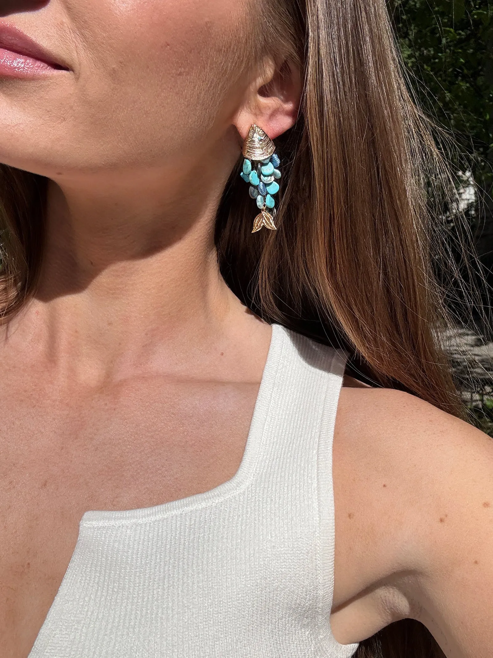 Ripple Effect Fish Earrings - Gold/Turquoise sold by BaubleBar product image thumbnail 2