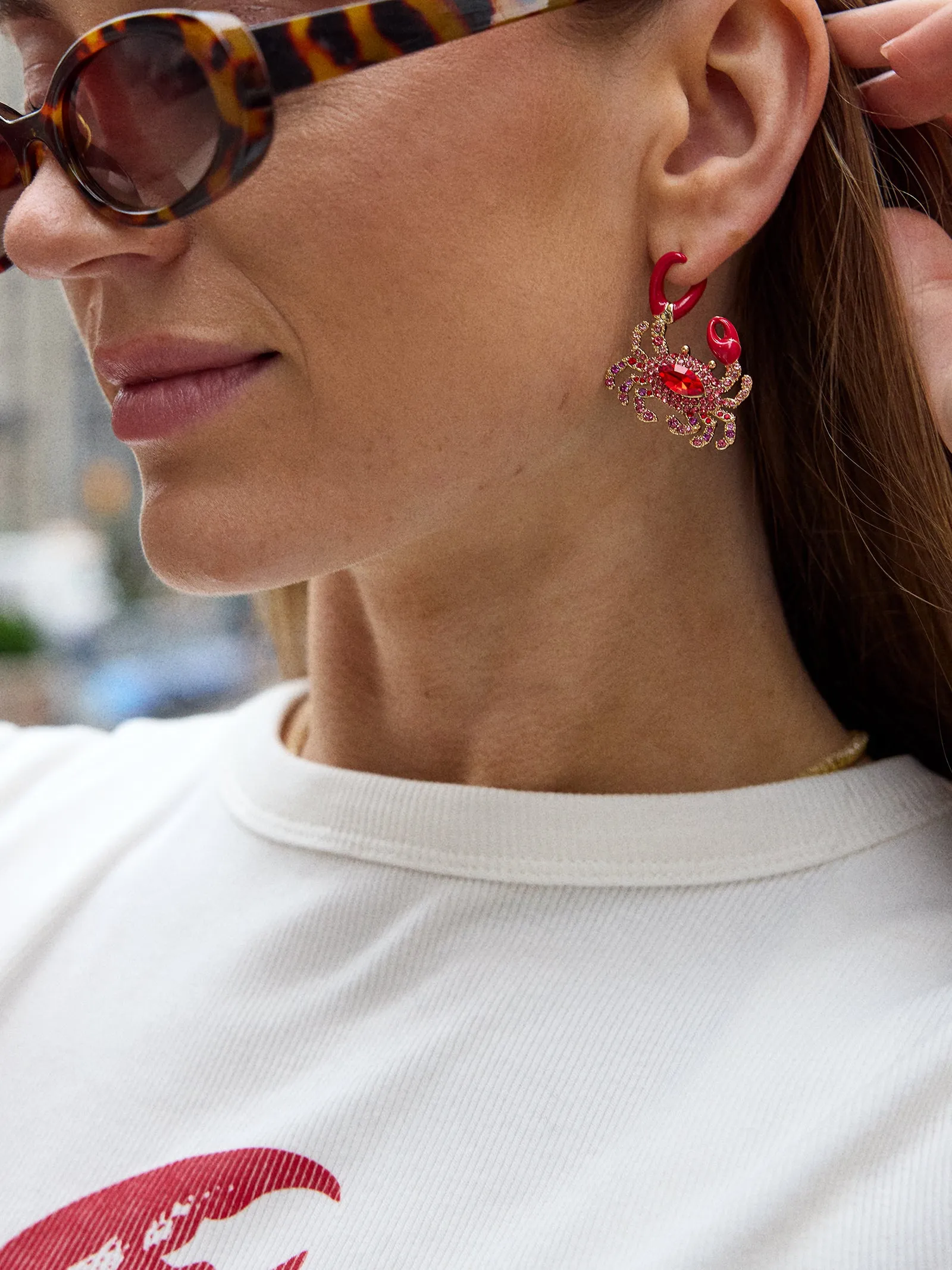 In A Pinch Crab Earrings - Red sold by BaubleBar product image thumbnail 2
