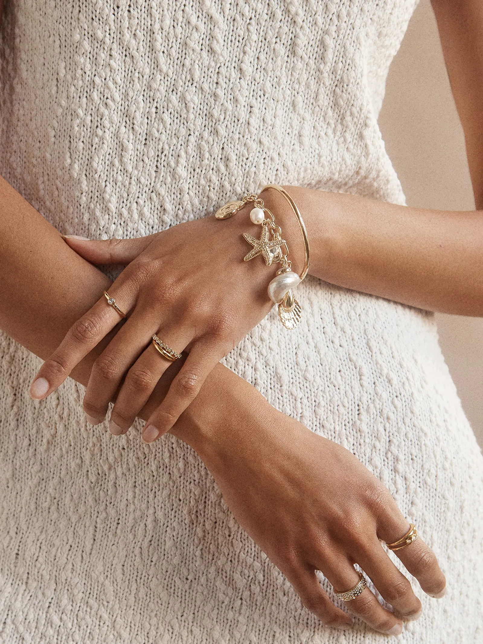 Isla Charm Bracelet - Gold/Pearl sold by BaubleBar product image thumbnail 2