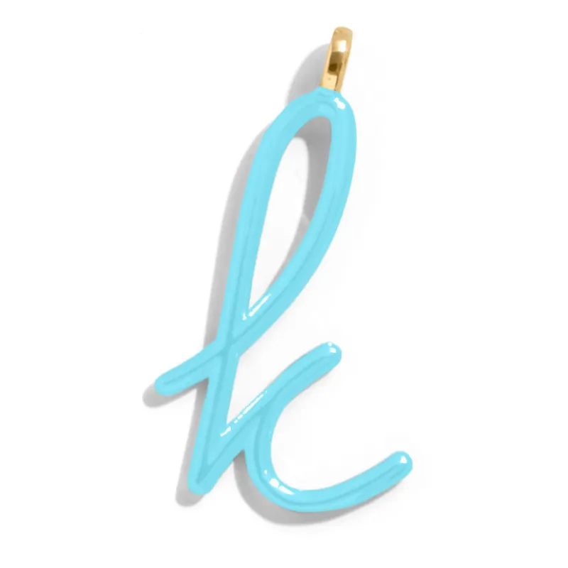 Custom Turquoise Enamel Script Letter Charm - K sold by BaubleBar