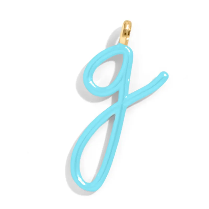 Custom Turquoise Enamel Script Letter Charm - G sold by BaubleBar