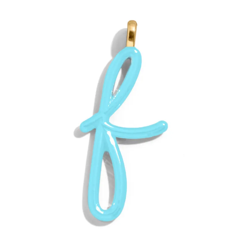 Custom Turquoise Enamel Script Letter Charm - F sold by BaubleBar