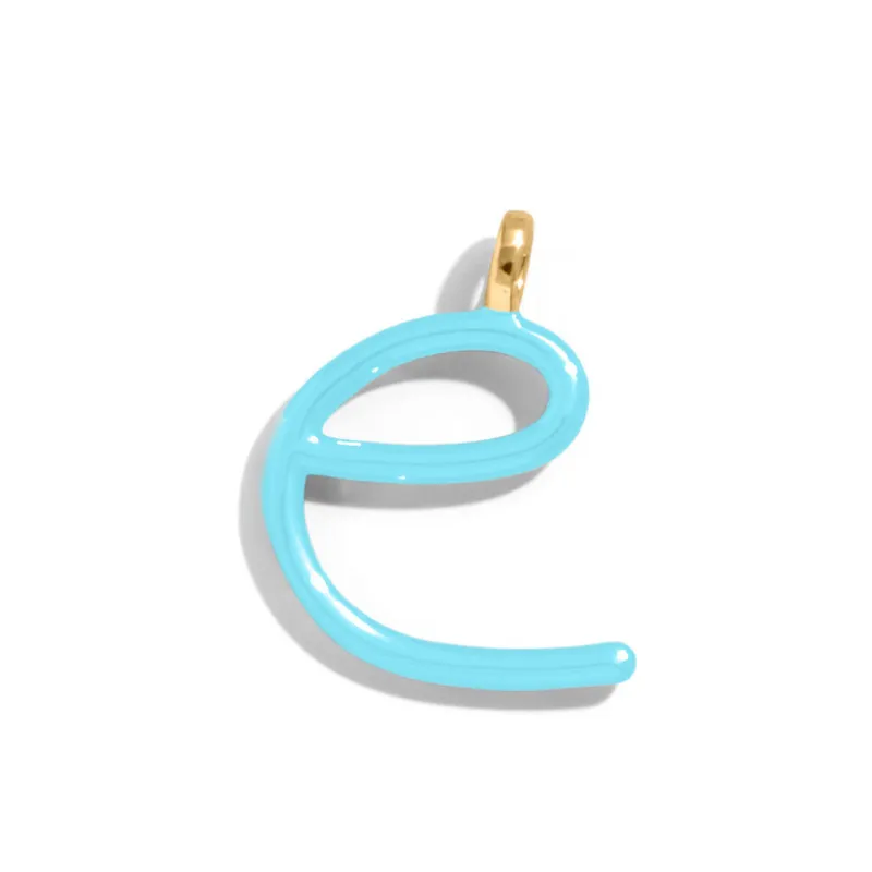Custom Turquoise Enamel Script Letter Charm - E sold by BaubleBar