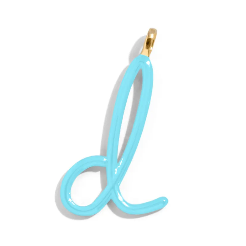 Custom Turquoise Enamel Script Letter Charm - D sold by BaubleBar