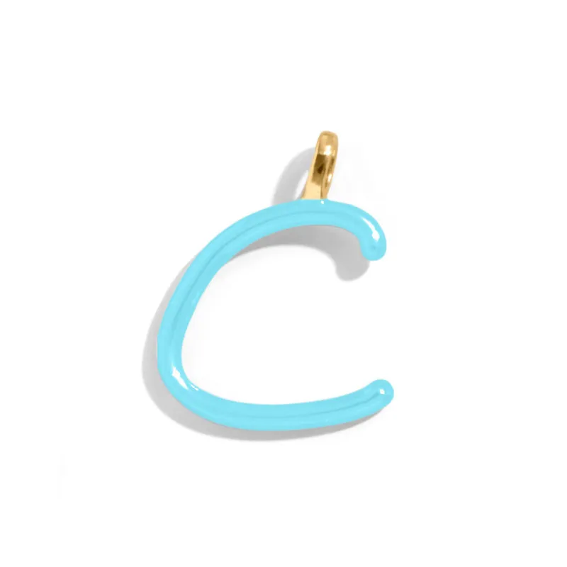 Custom Turquoise Enamel Script Letter Charm - C sold by BaubleBar