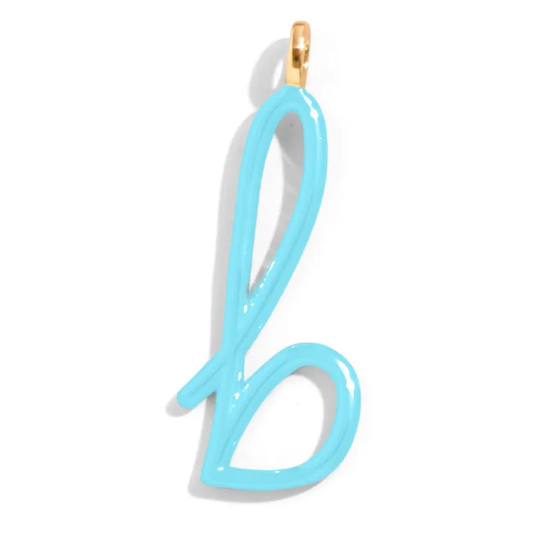 Custom Turquoise Enamel Script Letter Charm - B sold by BaubleBar