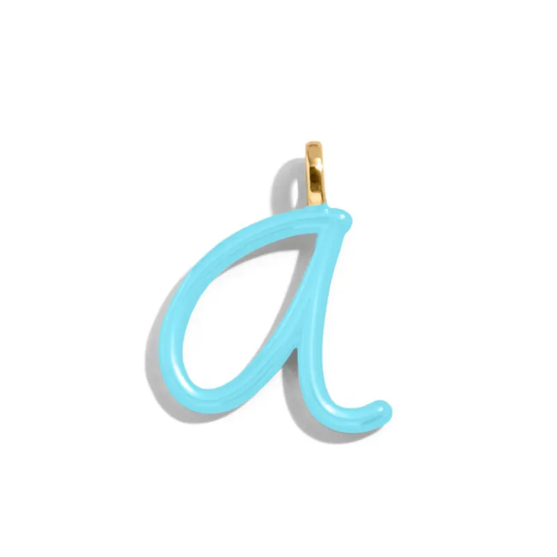 Custom Turquoise Enamel Script Letter Charm - A sold by BaubleBar