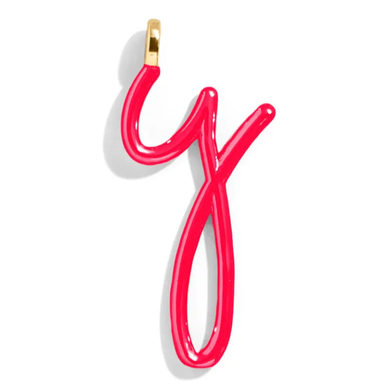 Custom Cherry Red Enamel Script Letter Charm - Y sold by BaubleBar