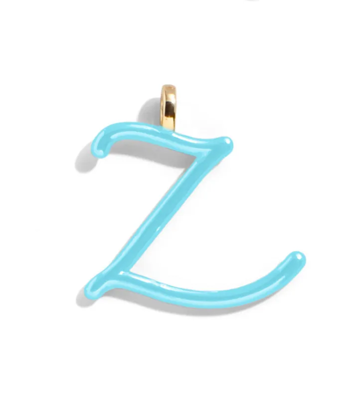 Custom Turquoise Enamel Script Letter Charm - Z sold by BaubleBar